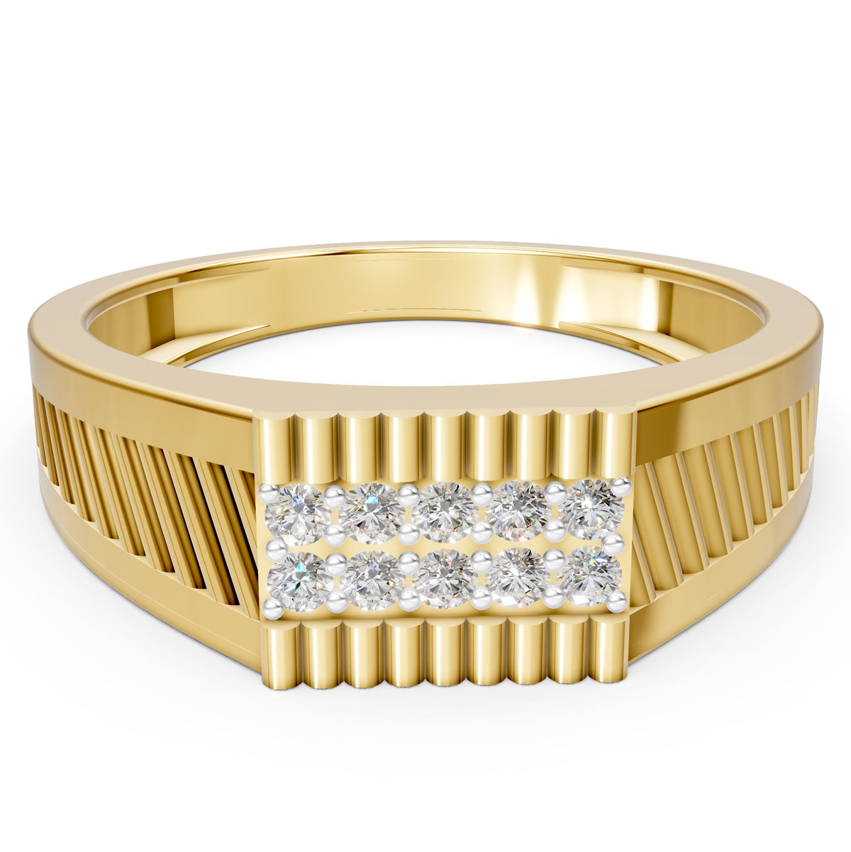 Royal Ribbed Diamond Gents Ring