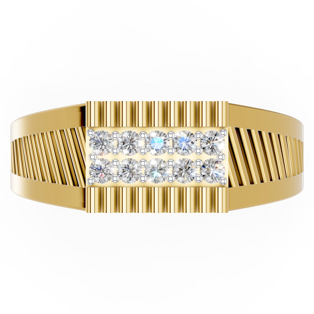 Royal Ribbed Diamond Gents Ring
