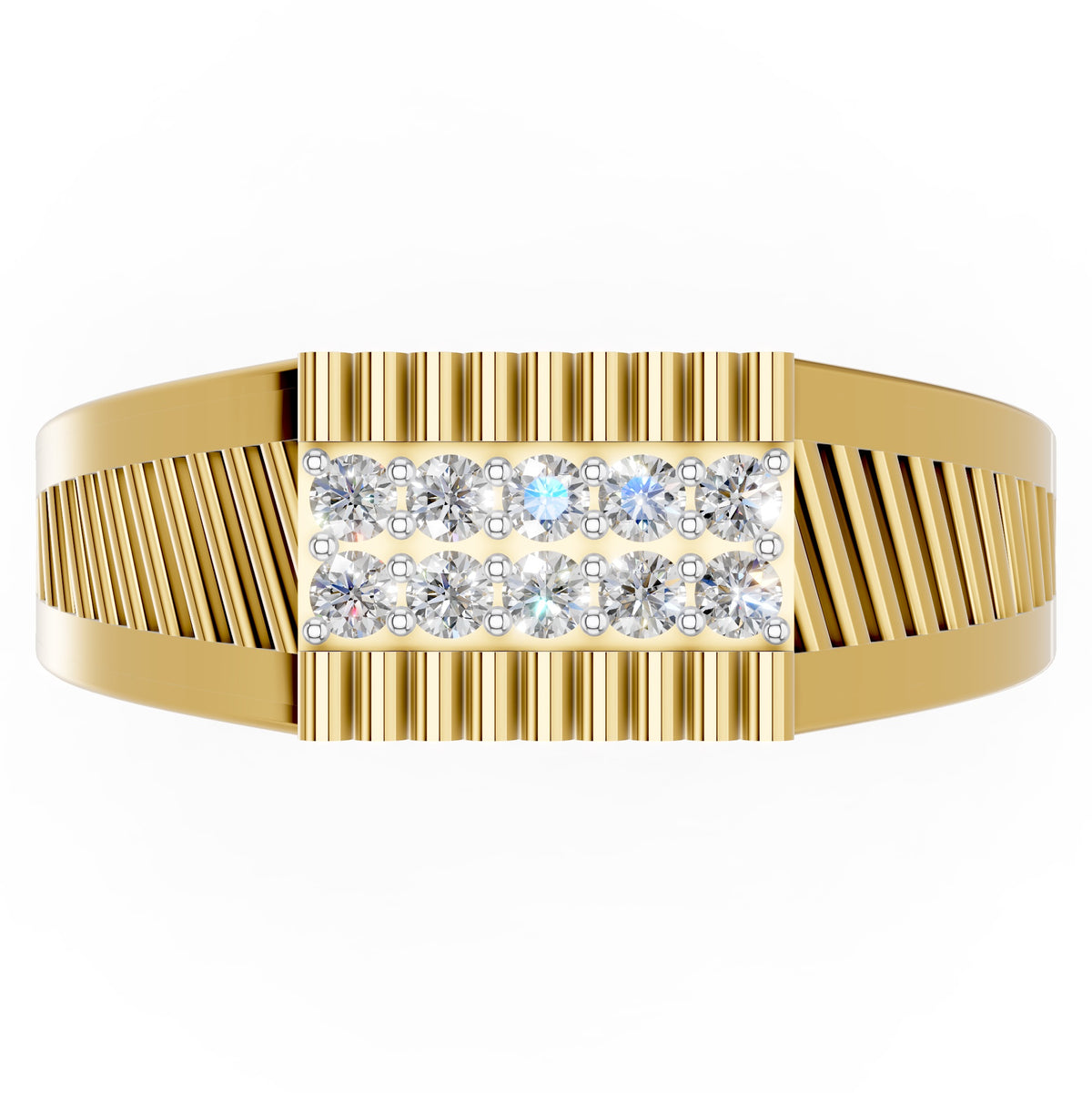Royal Ribbed Diamond Gents Ring