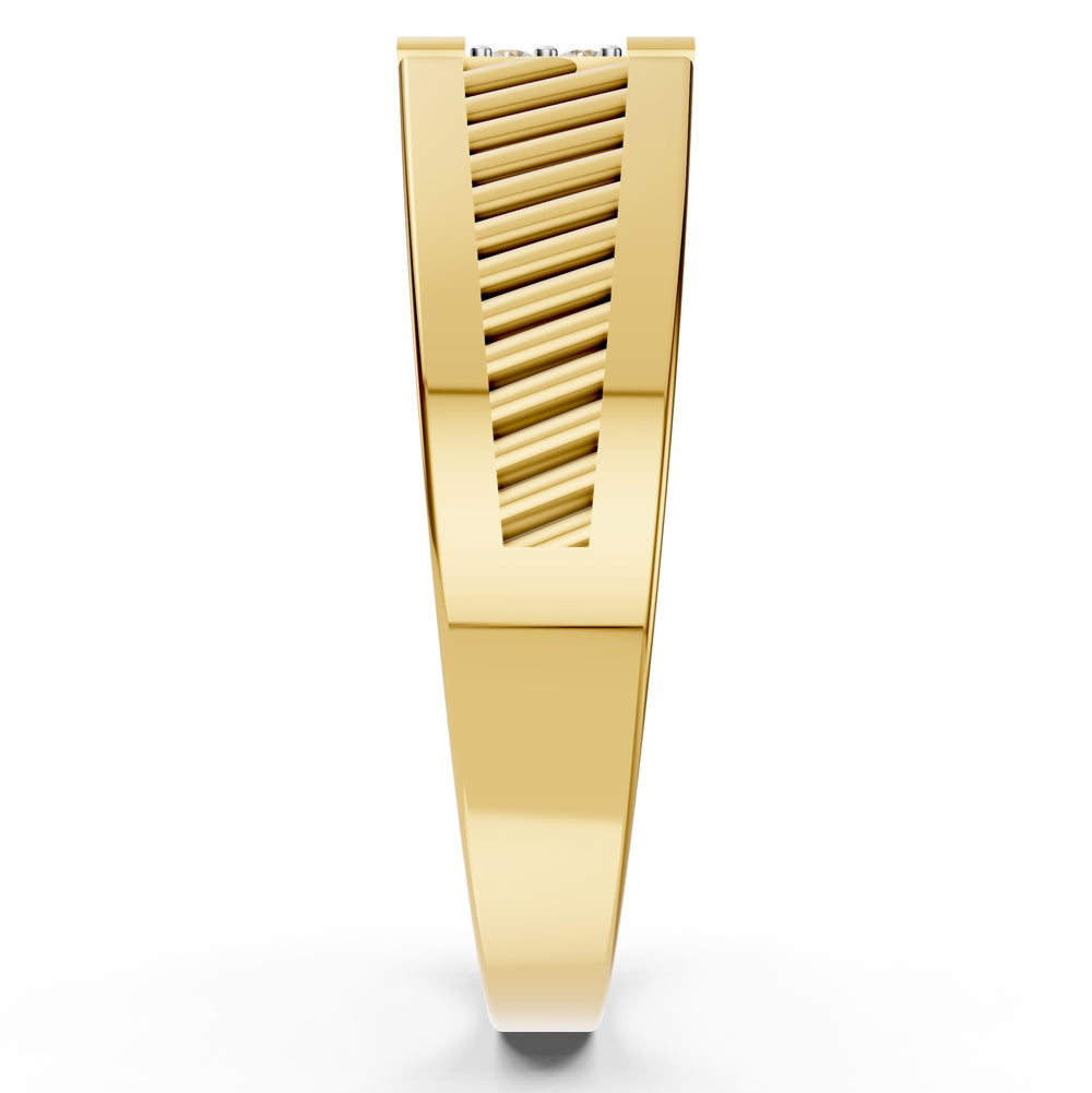 Royal Ribbed Diamond Gents Ring