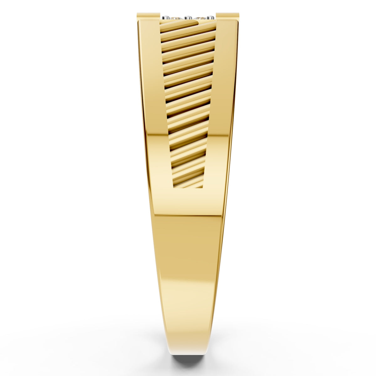 Royal Ribbed Diamond Gents Ring