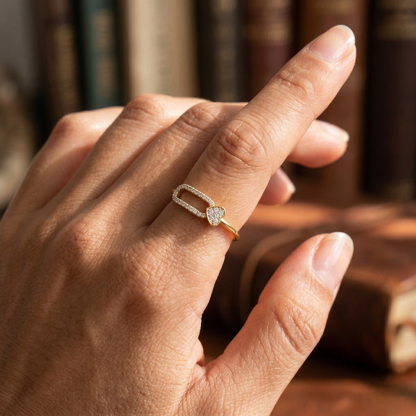 Heart and Oval Dainty Ring hover image