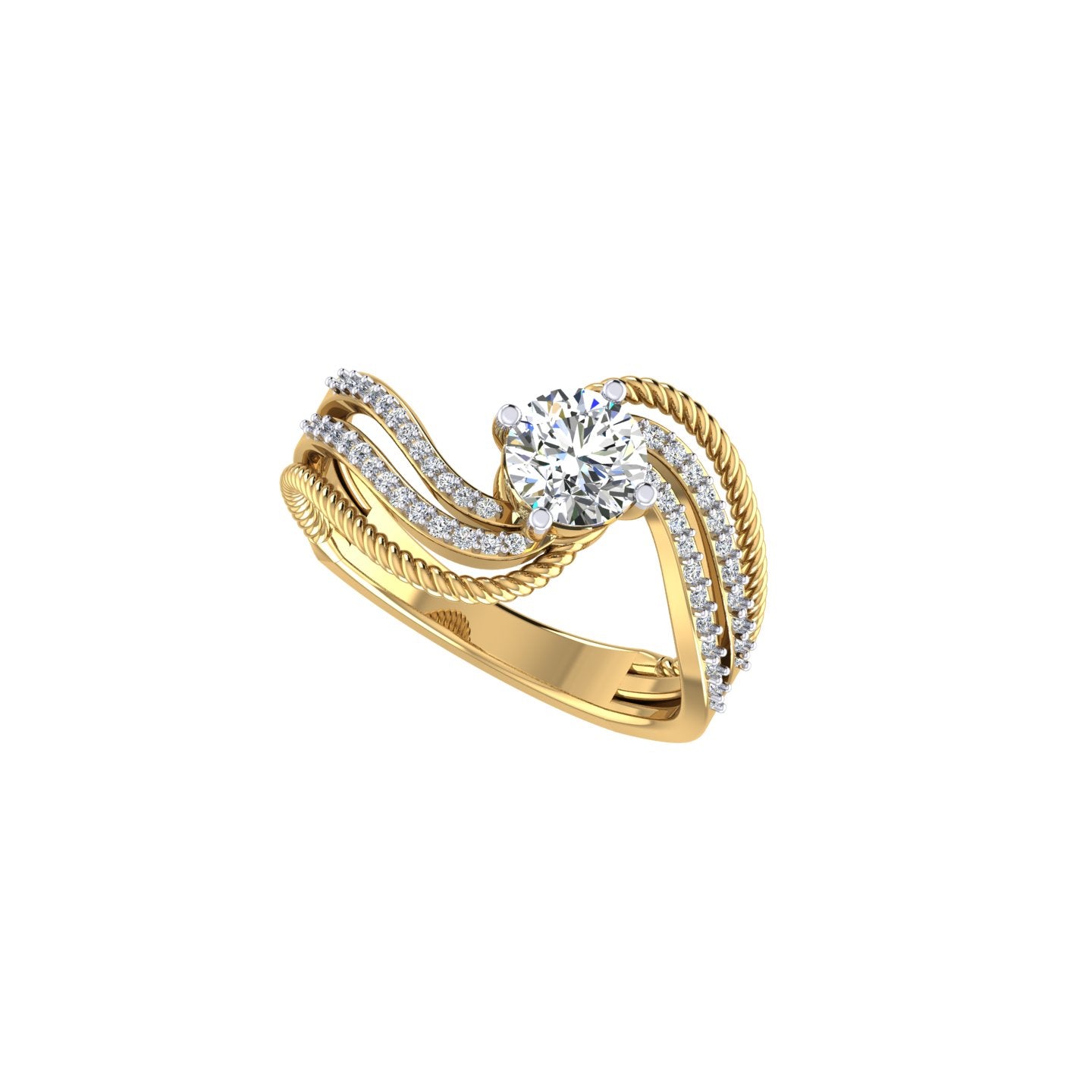 Celestial Wave Solitaire Ring