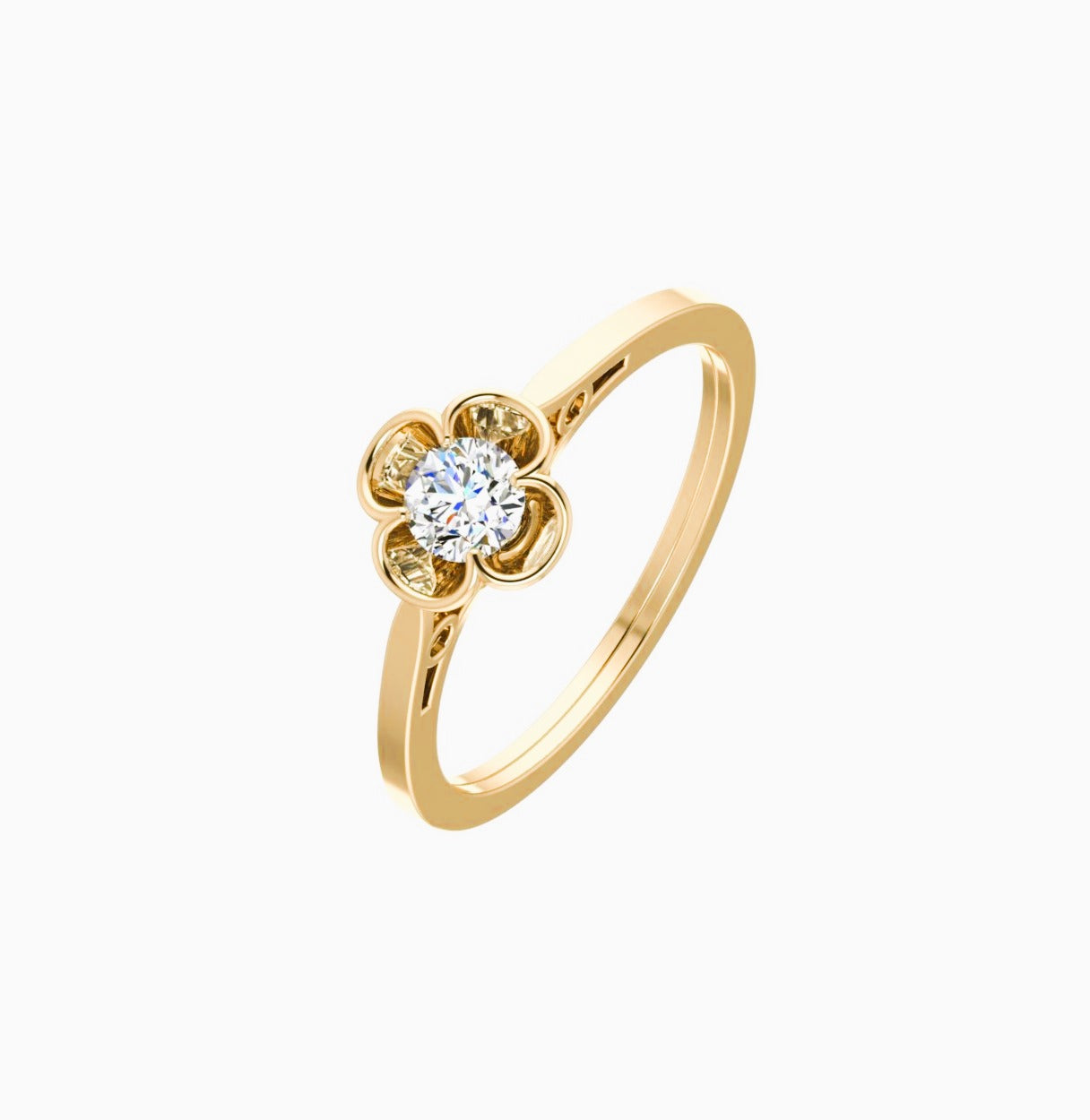 Golden Blossom Solitaire Ring