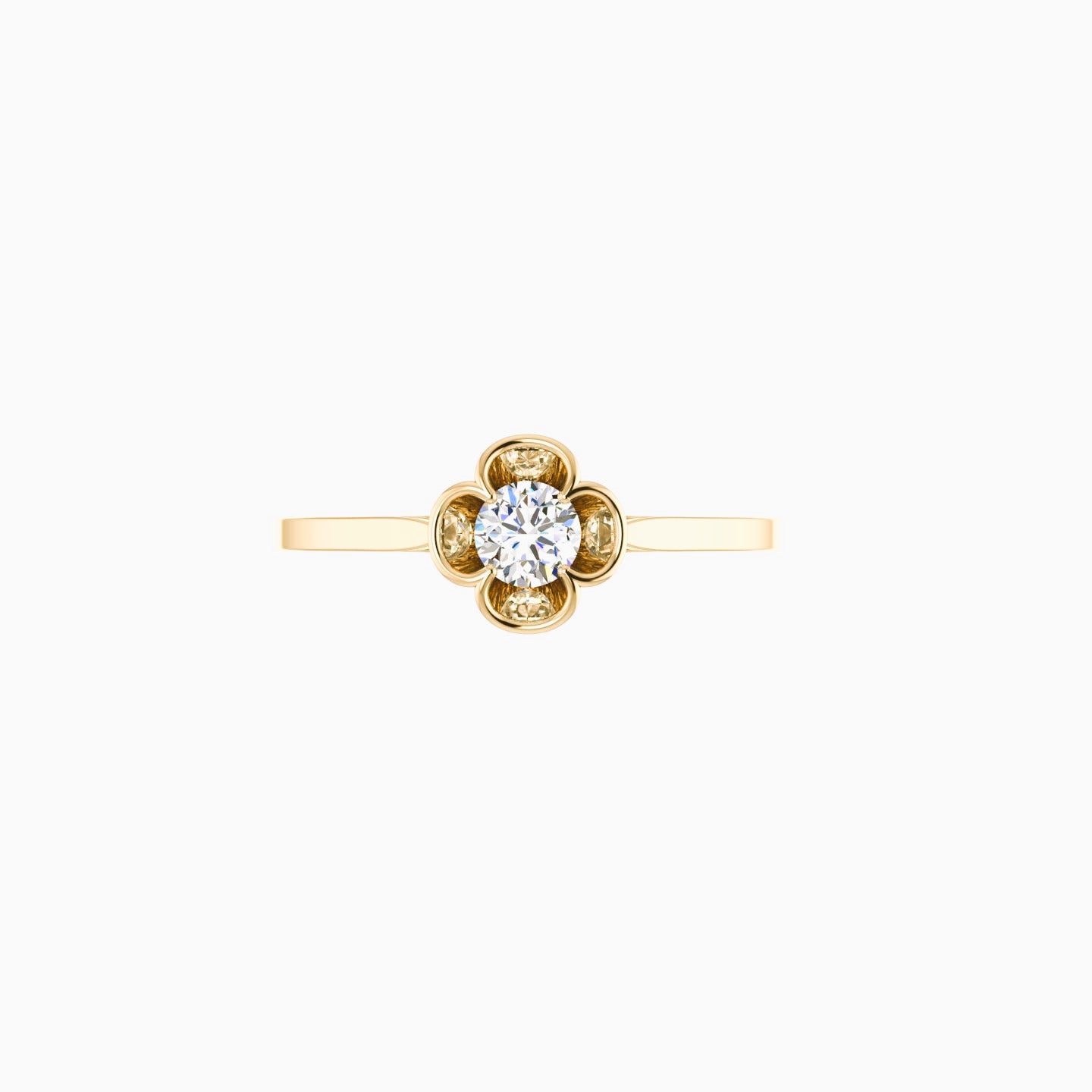 Golden Blossom Solitaire Ring