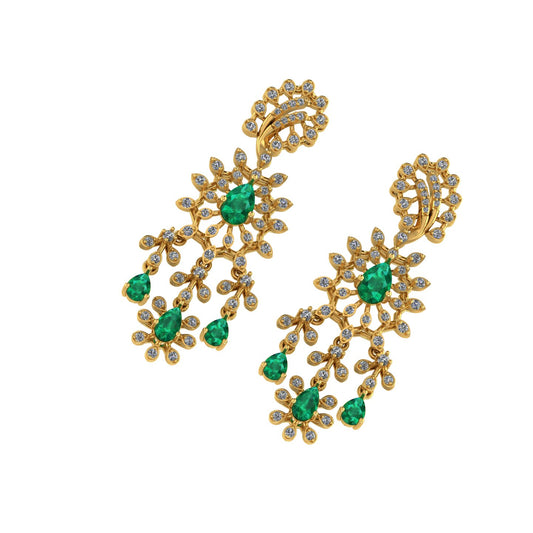 Imperial Emerald Chandbali Net Drops