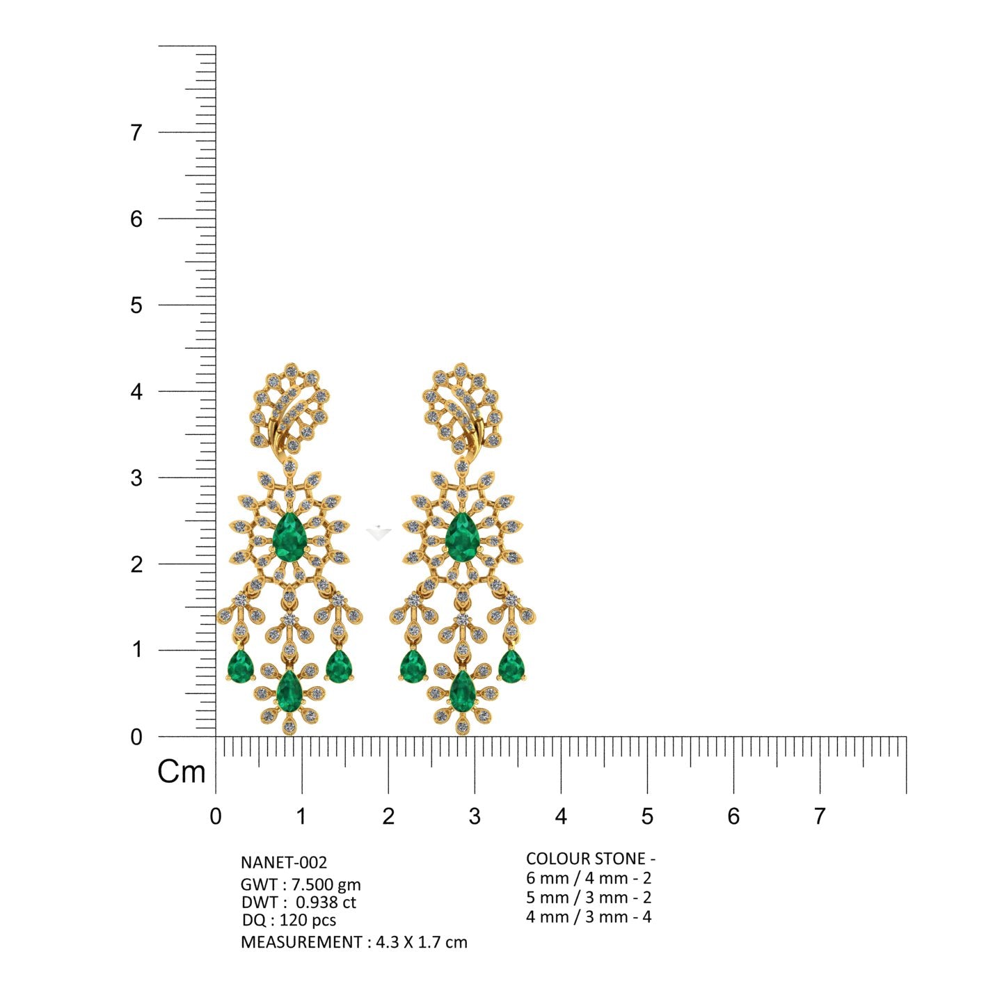 Imperial Emerald Chandbali Net Drops