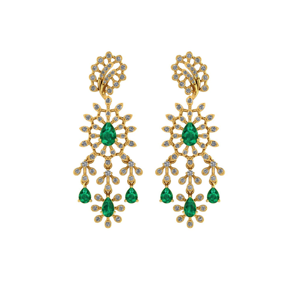 Imperial Emerald Chandbali Net Drops