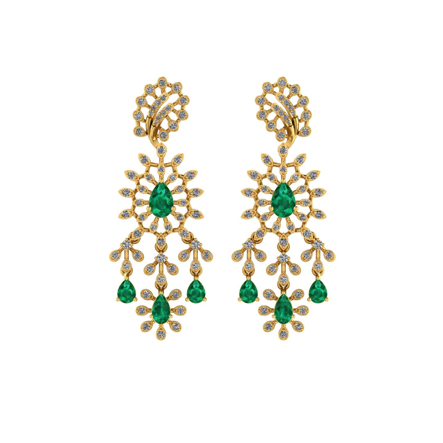 Imperial Emerald Chandbali Net Drops