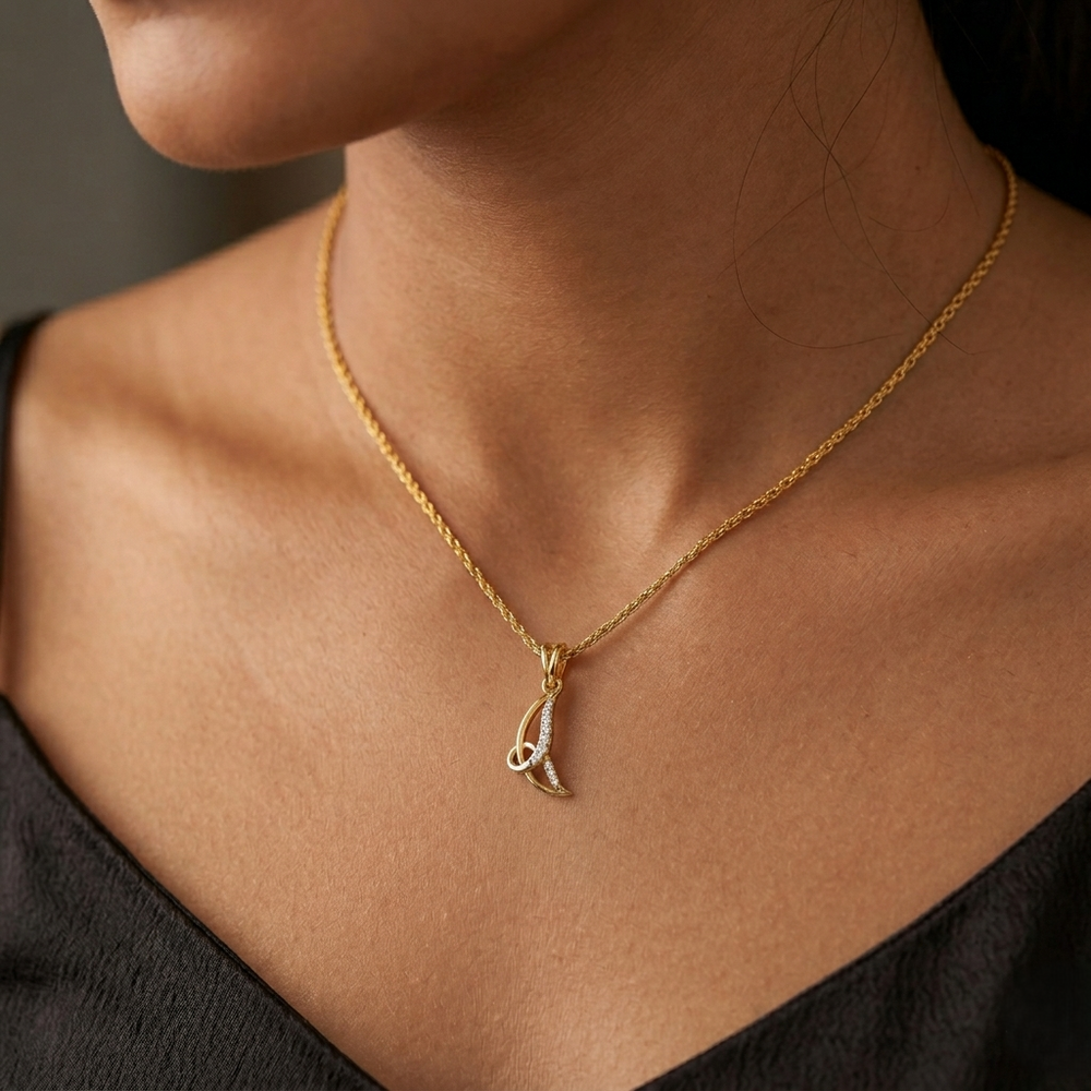 Golden Infinity Twist Diamond Pendant