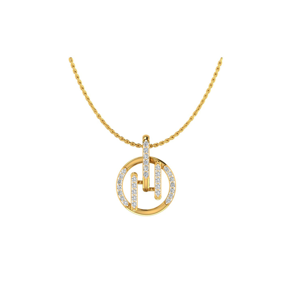 Modern Circle Bar Diamond Pendant