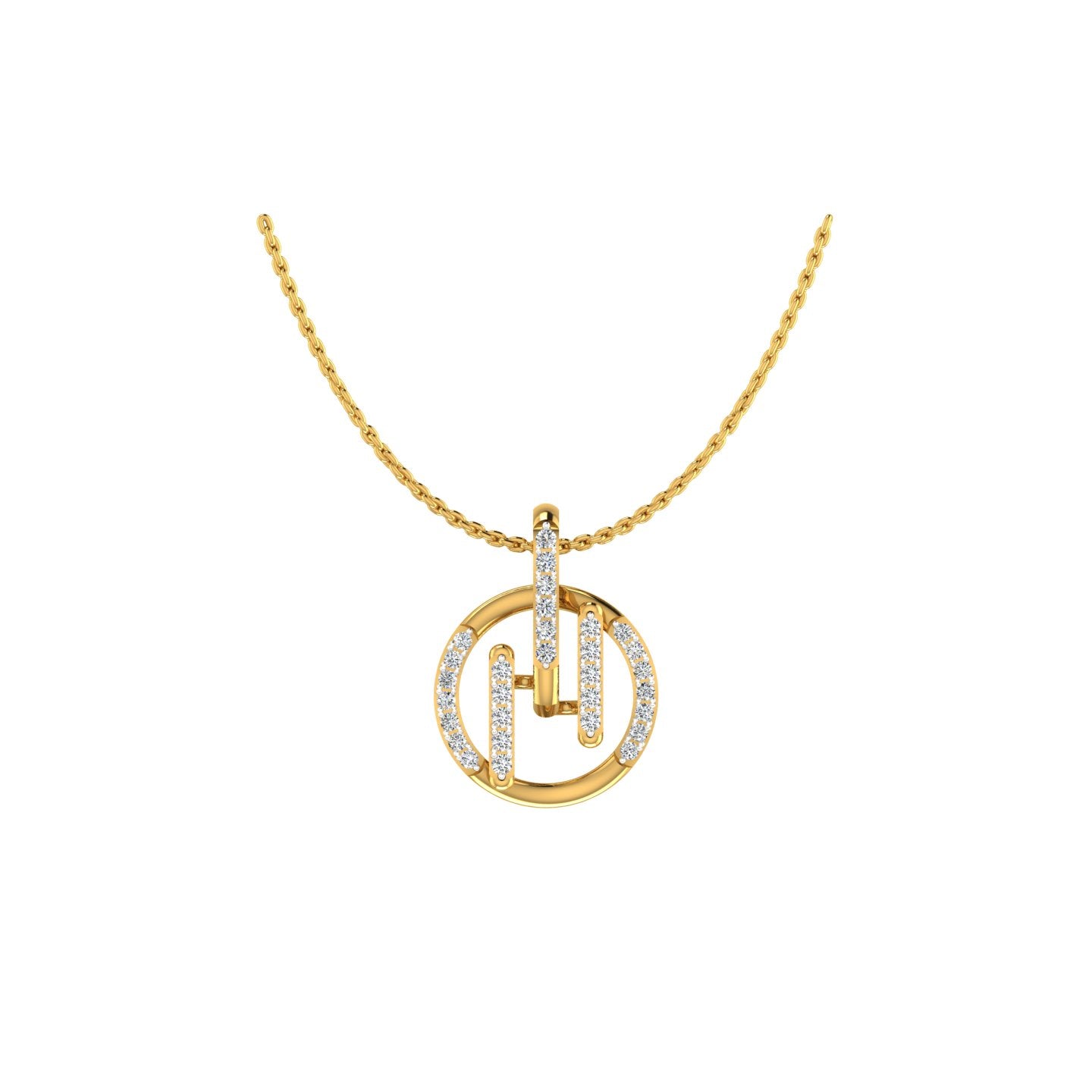 Modern Circle Bar Diamond Pendant