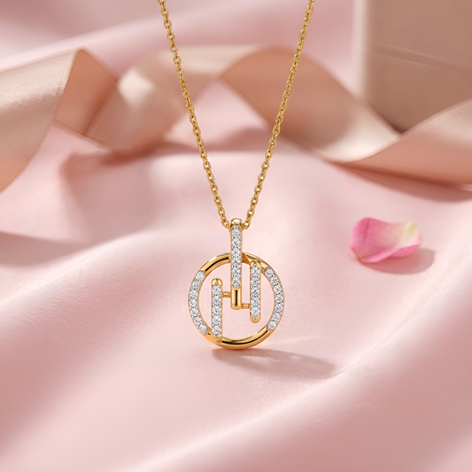 Modern Circle Bar Diamond Pendant
