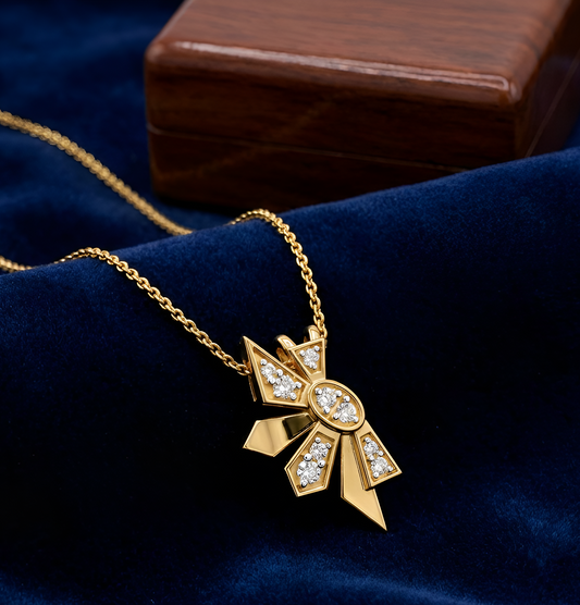 Geometric Hexagonal Arrow Gold Pendant