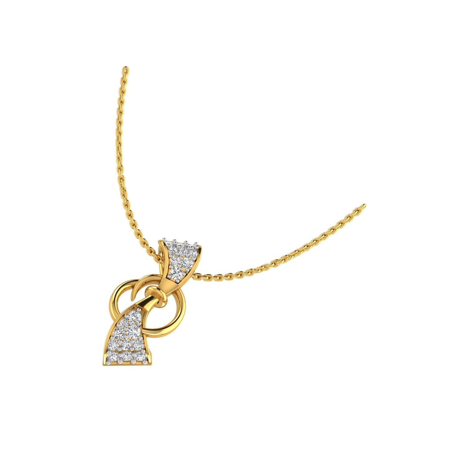 Interlocking Rectangular Link Gold Pendant