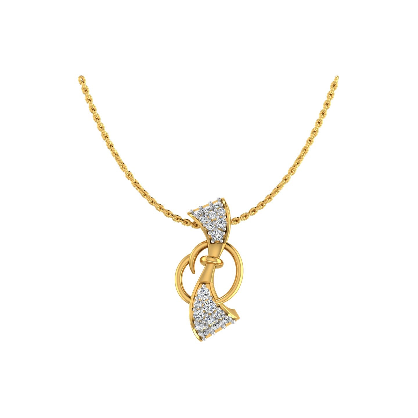 Interlocking Rectangular Link Gold Pendant