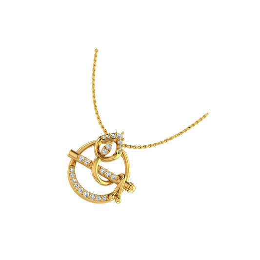 Lord Krishna Flute & Peacock Feather Gold Pendant