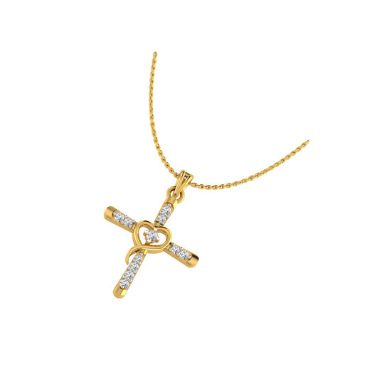 Heart Cross Gold Pendant