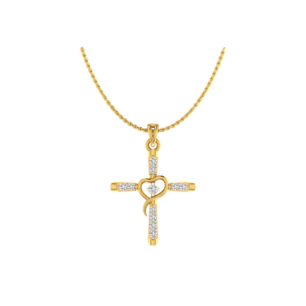 Heart Cross Gold Pendant