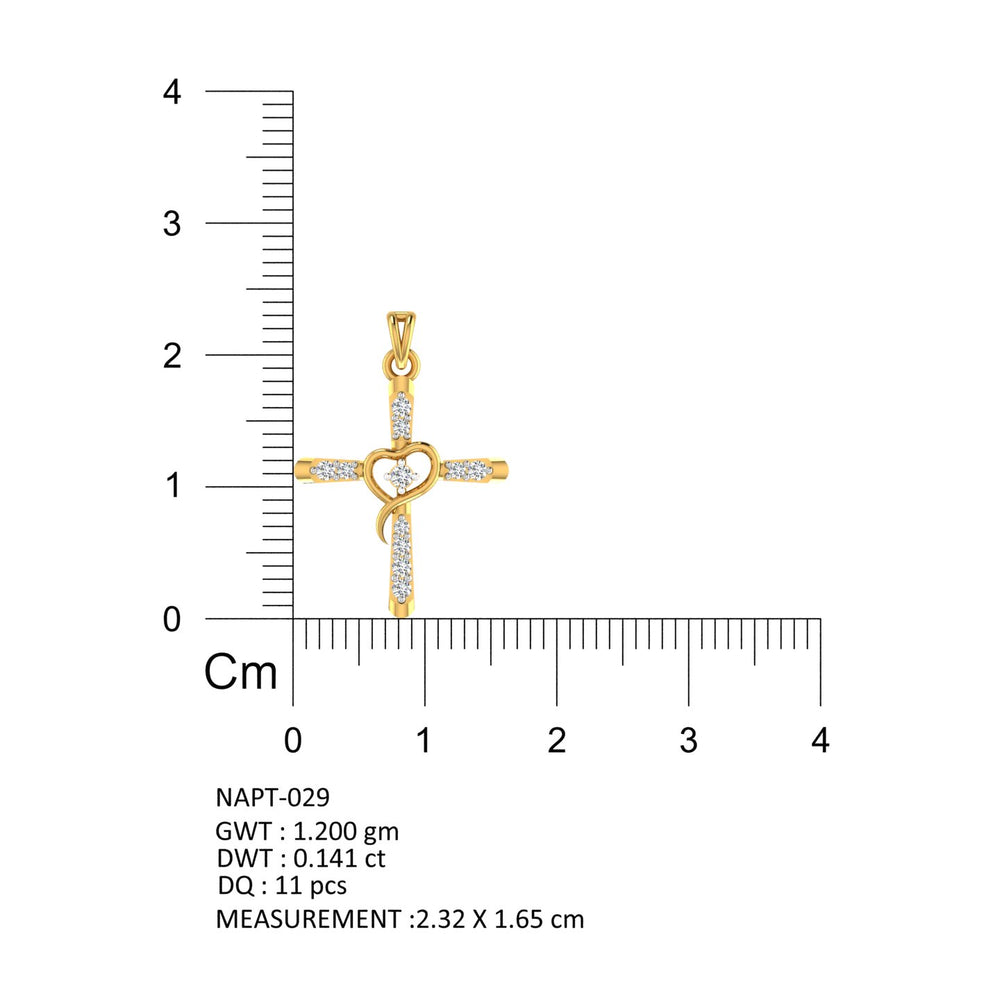 Heart Cross Gold Pendant