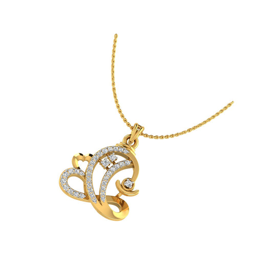 Abstract Om Ganesha Gold Pendant