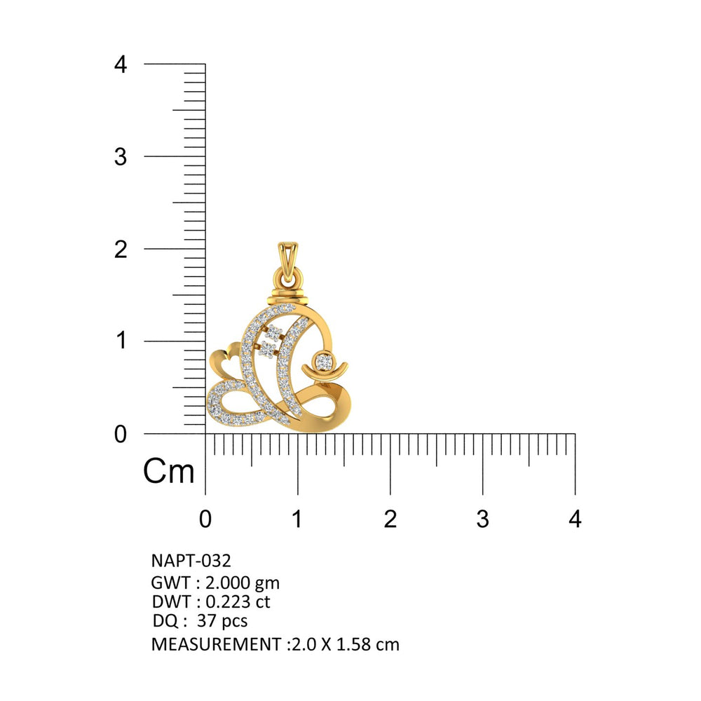 Abstract Om Ganesha Gold Pendant