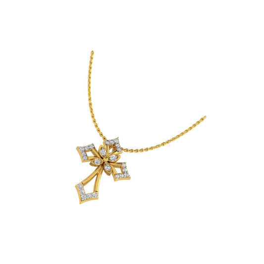 Floral Cross Gold Pendant