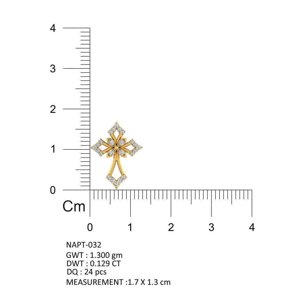 Floral Cross Gold Pendant