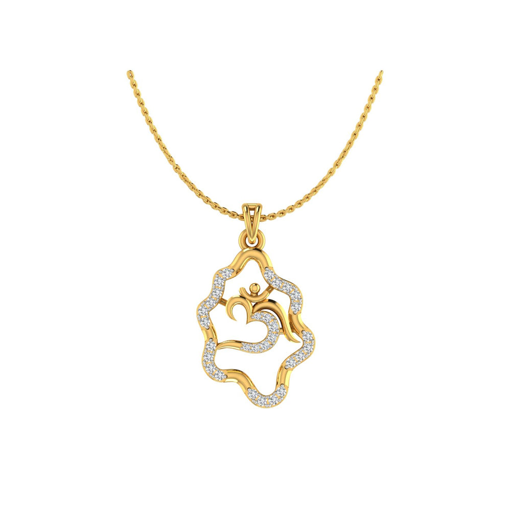 Floral Om Gold Pendant