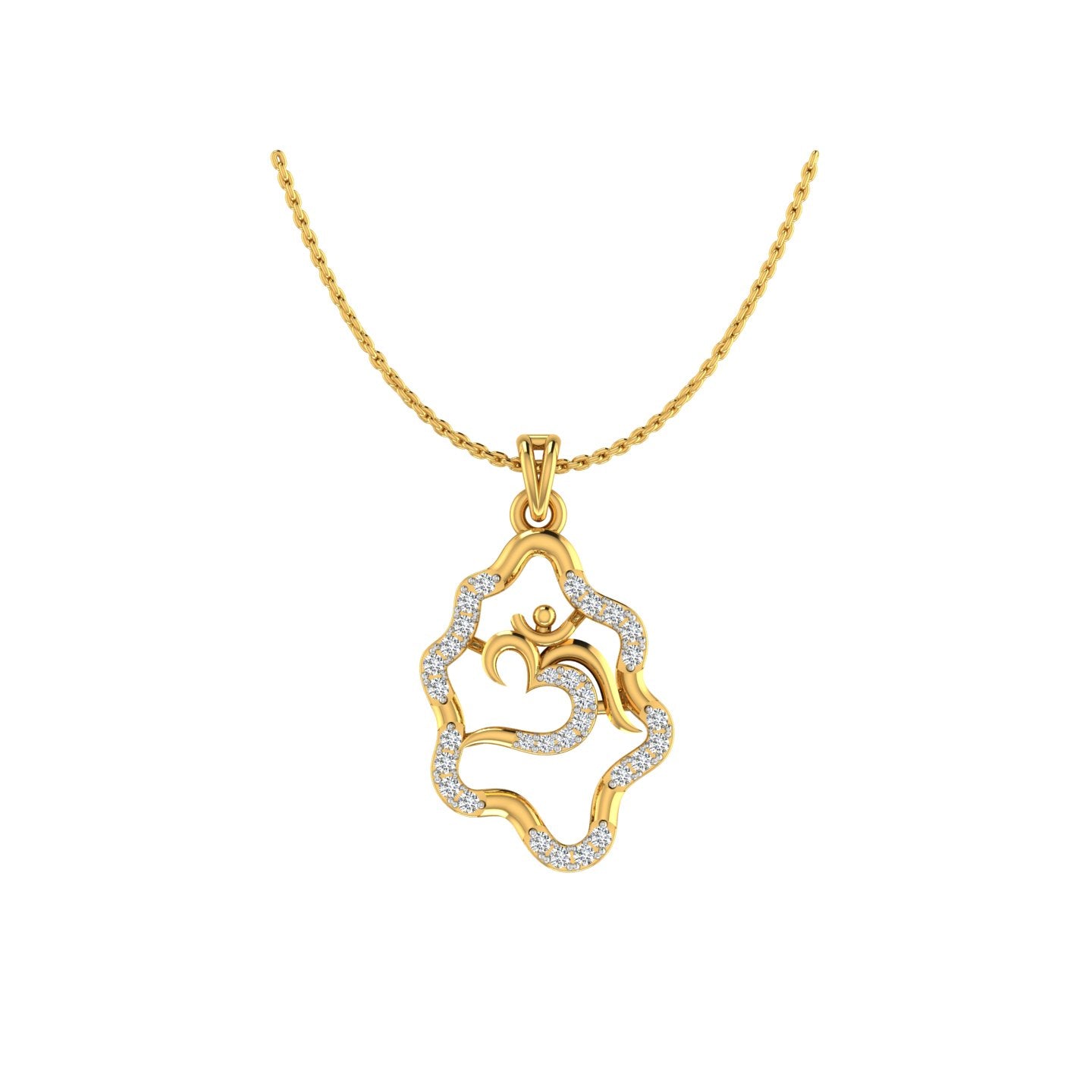 Floral Om Gold Pendant