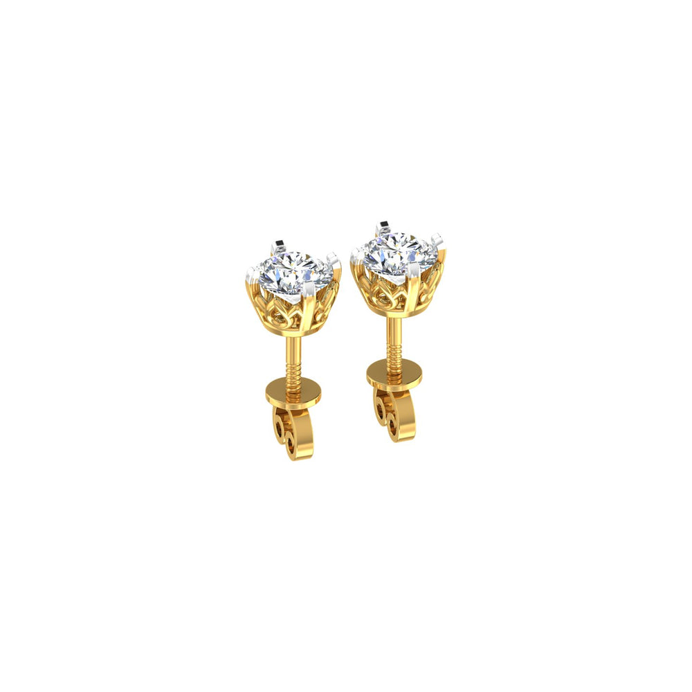Regal Crown Solitaire Ear Tops