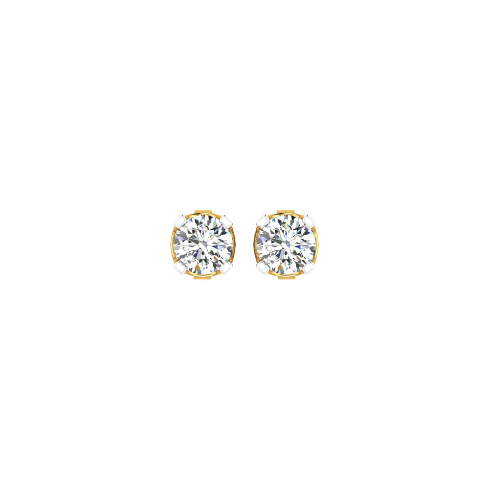 Beaded Crown Solitaire Ear Tops