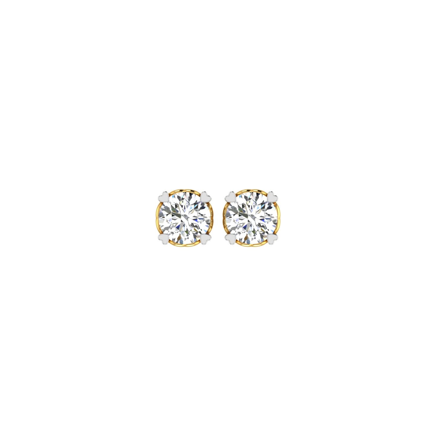 Heart Crown Solitaire Ear Tops