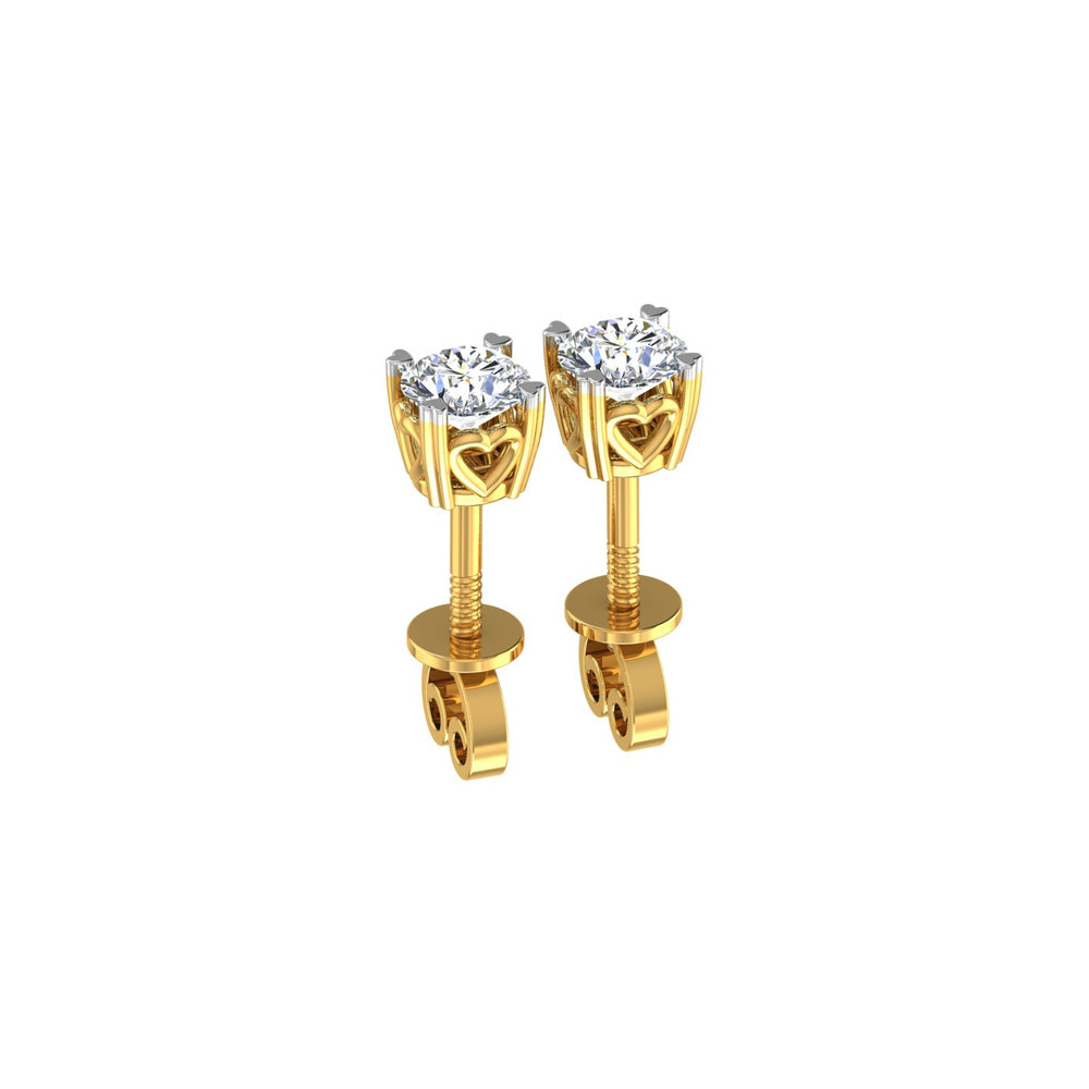 Heart Crown Solitaire Ear Tops