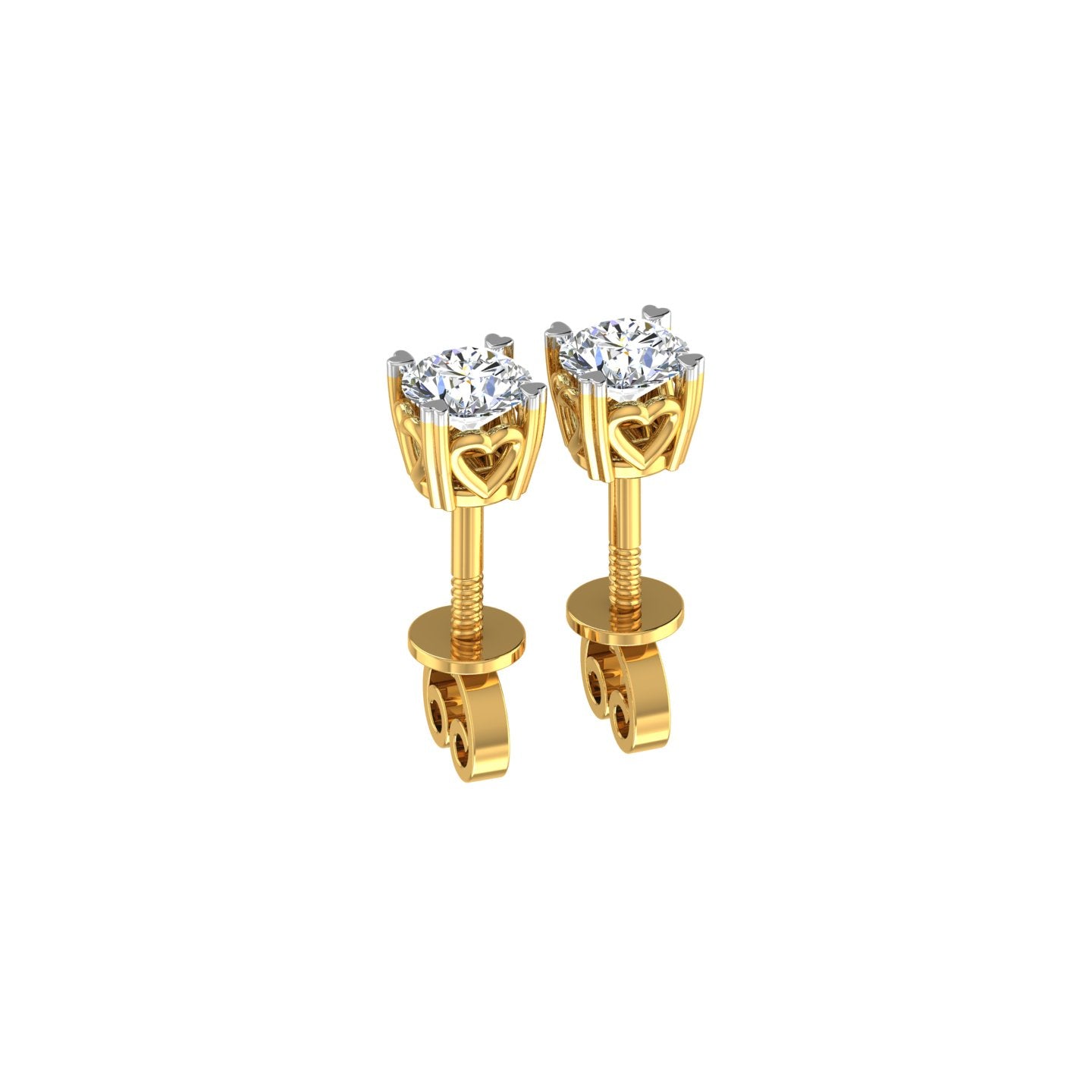 Heart Crown Solitaire Ear Tops