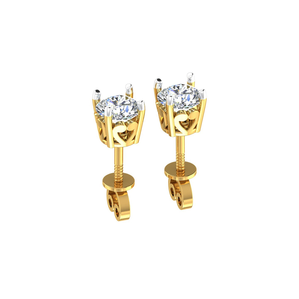 Heart Crown Solitaire Ear Tops