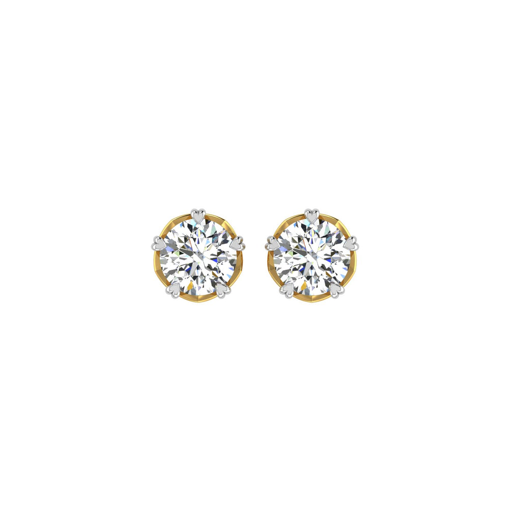 Royal Heart Crown Solitaire Ear Tops