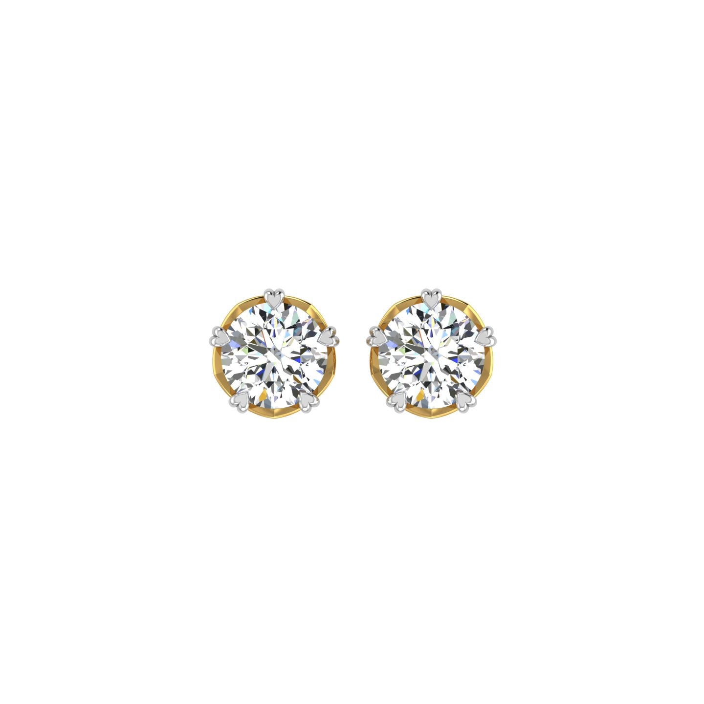 Royal Heart Crown Solitaire Ear Tops