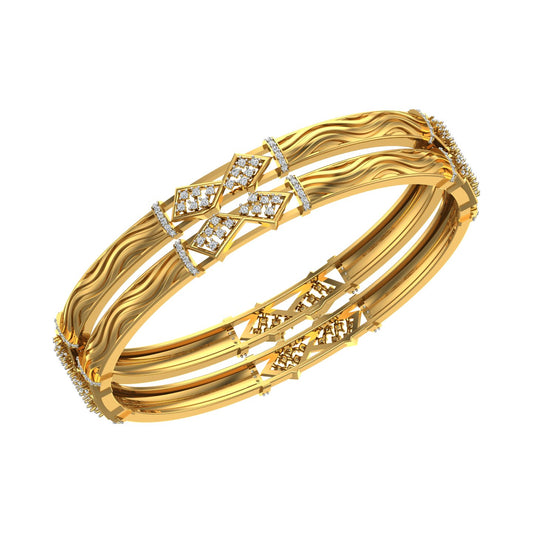 Golden Wave Diamond Bangles