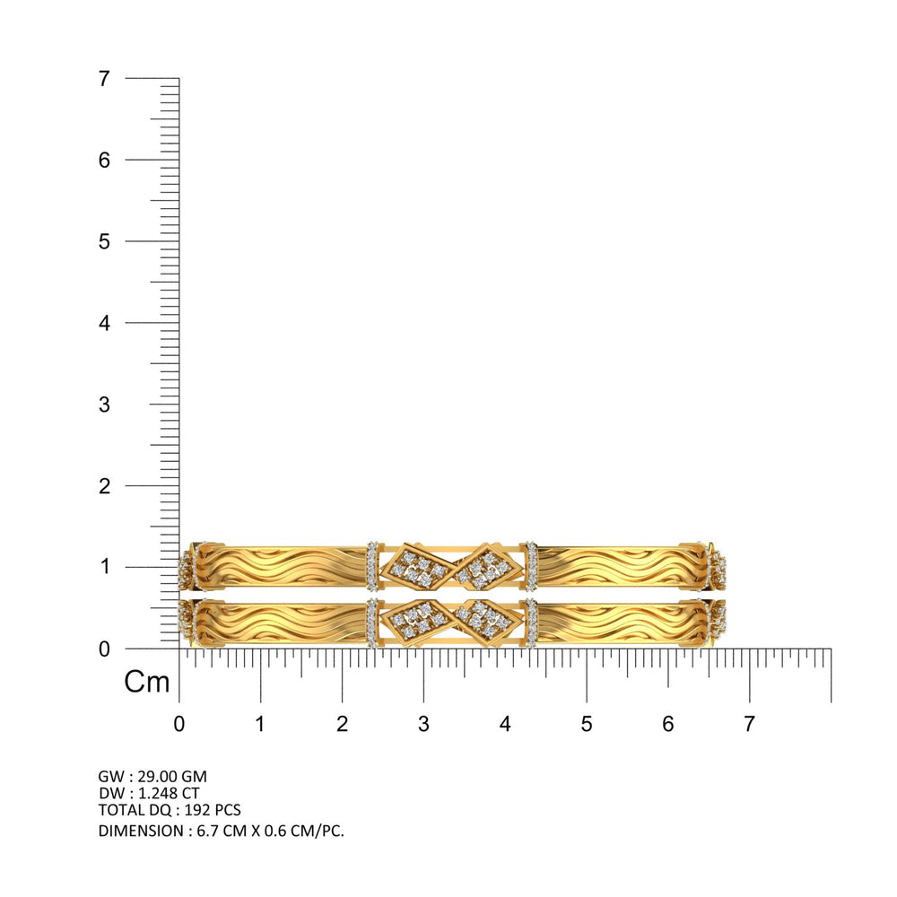 Golden Wave Diamond Bangles