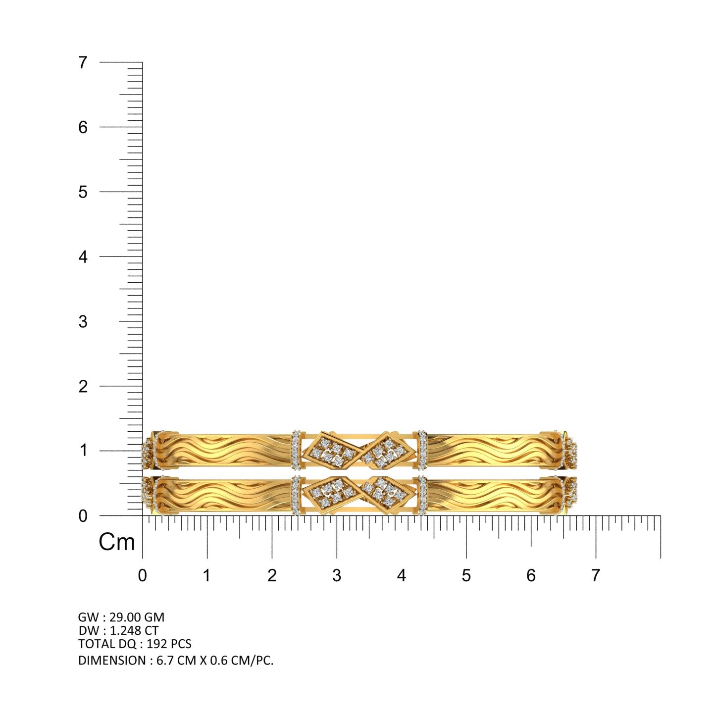 Golden Wave Diamond Bangles