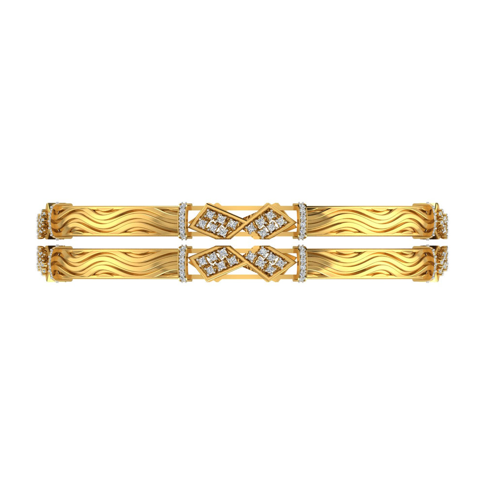 Golden Wave Diamond Bangles