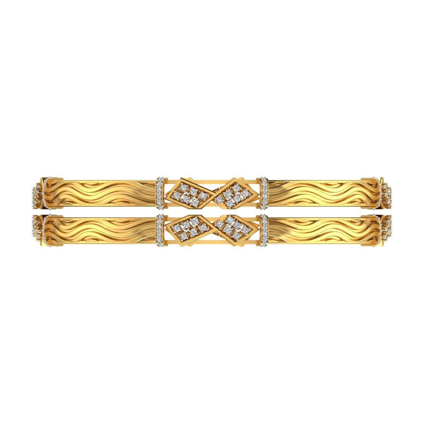 Golden Wave Diamond Bangles