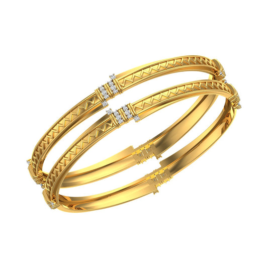 Diamond Rhythm Gold Bangles