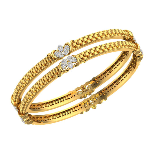 Twin Clover Diamond Bangle