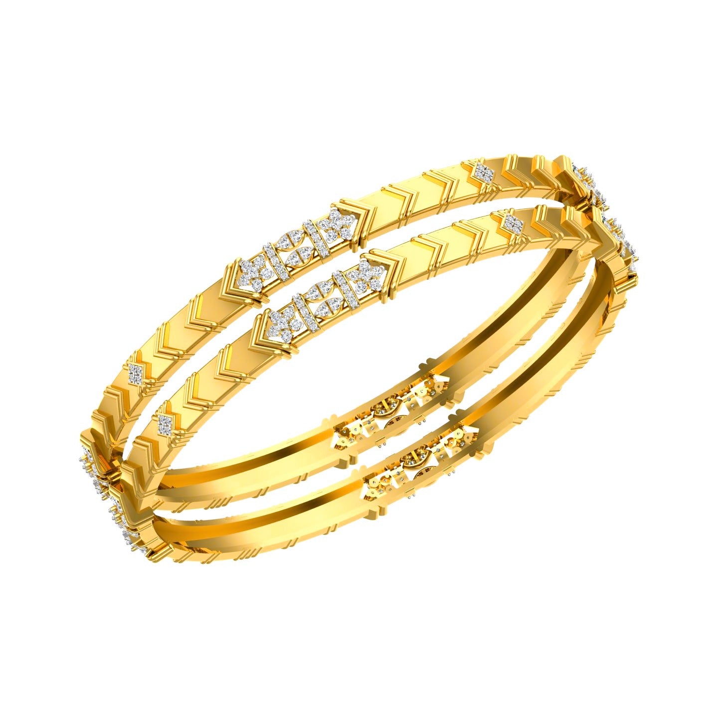 Chevron Crown Diamond Bangle