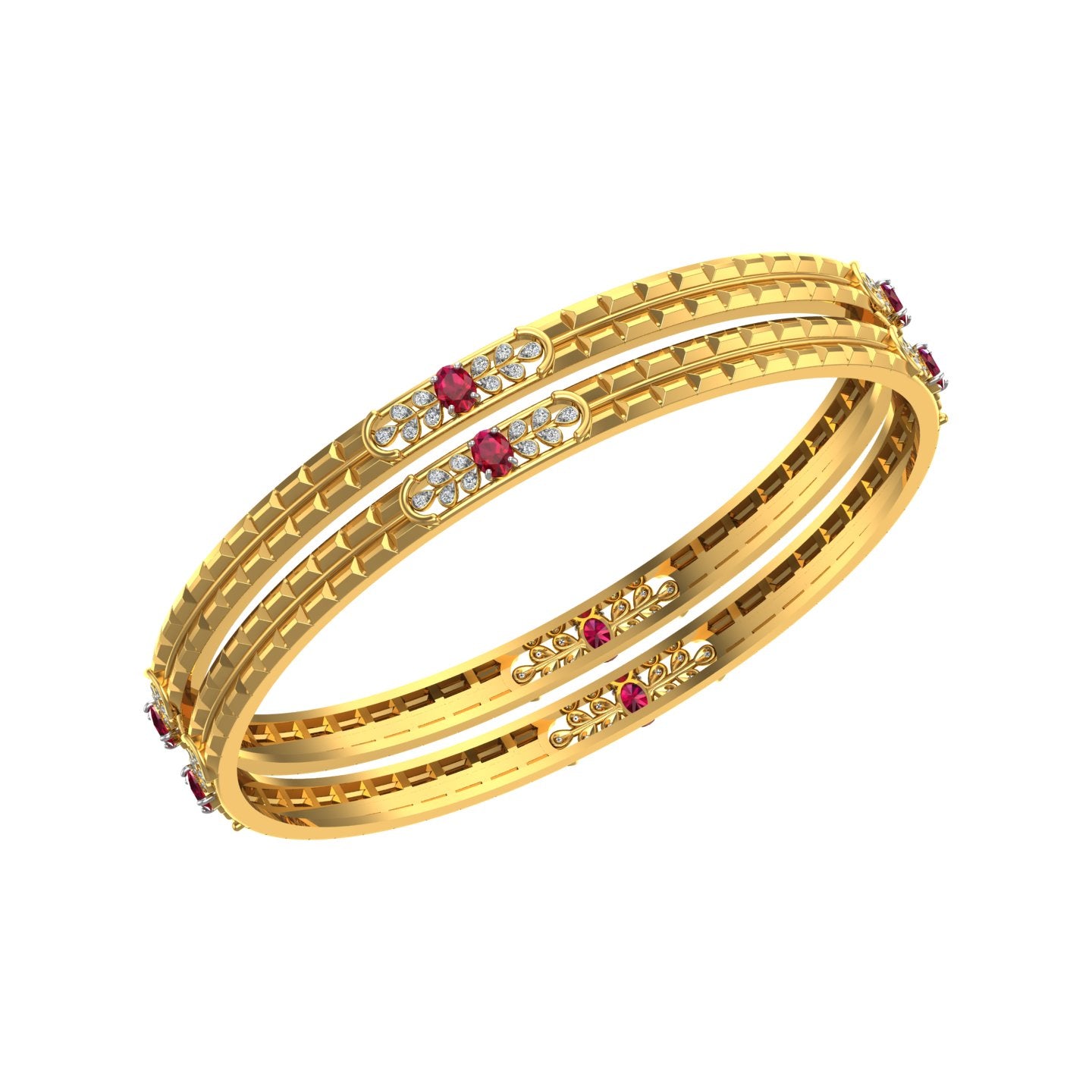 Ruby Blossom Heritage Bangles
