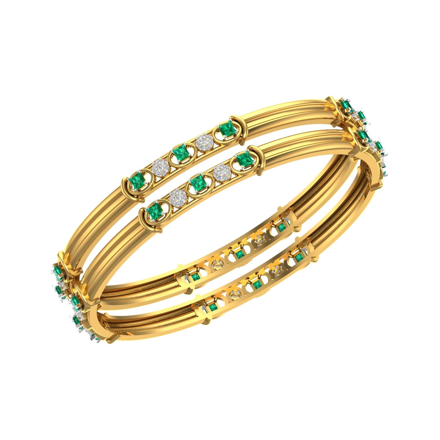 Emerald Harmony Diamond Bangles