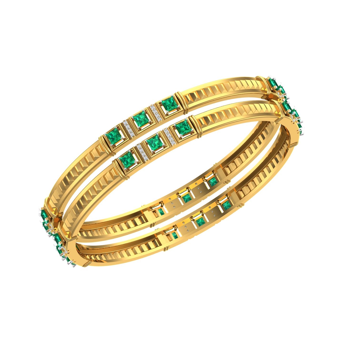 Emerald Crown Diamond Bangles