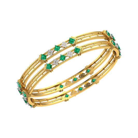Emerald Infinity Grid Bangles